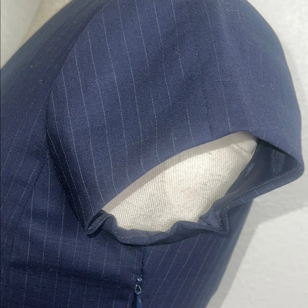 J. Crew Blue Sheath Dress Flutter Sleeves Crew Neck - Picture 8 of 15